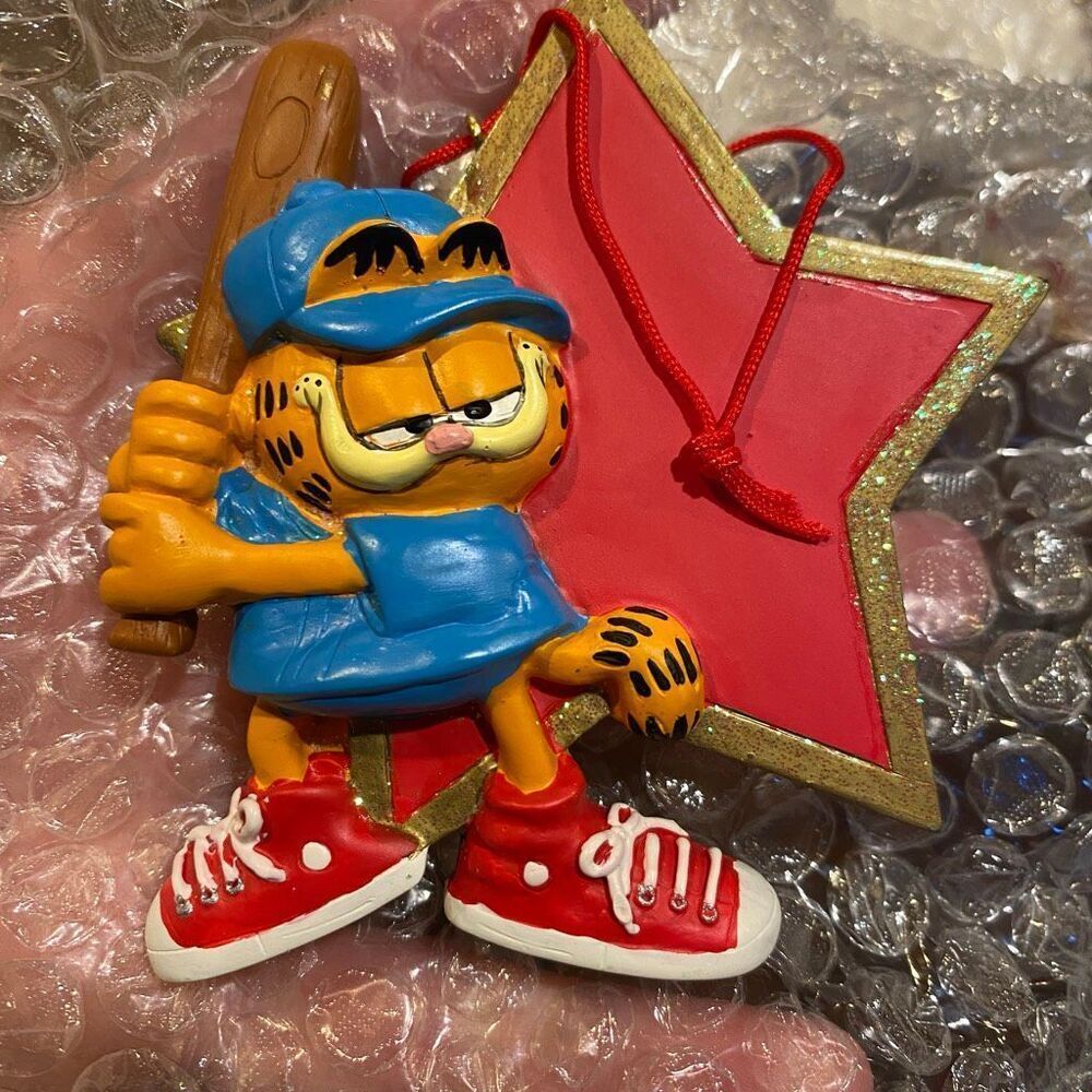 Vintage Garfield Baseball Ornament Personalizable Touchtone Music Button